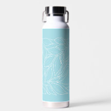 Nestling Blätter auf Aqua Water Flasche