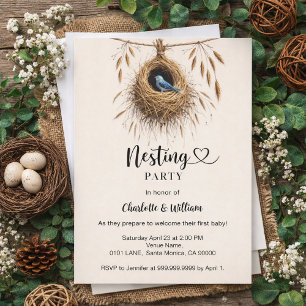 Nestparty Vogelnest Boho Baby Shower Einladung