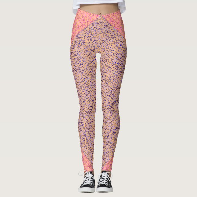 Net pattern 05 Indigo Blue Lorange BG Leggings (Vorderseite)