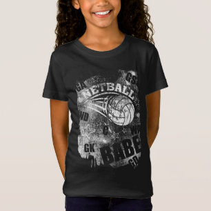 Netball Babe, Black Grunge Netball T-Shirt