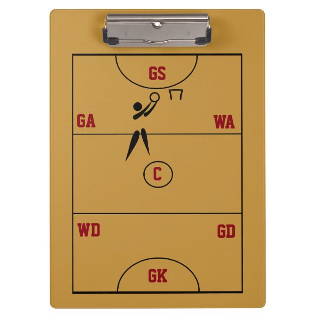 Netball-Gerichts-Plan bringt personalisierten Klemmbrett (Vorderseite)