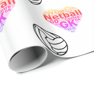 Netball-Herz und Ball-Entwurf Geschenkpapier