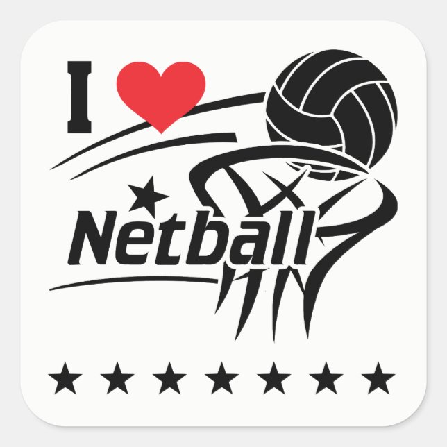 Netball, J'Aime Netball, Sticker (Devant)