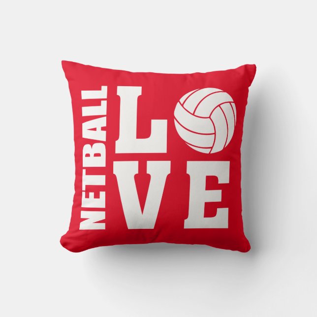 Netball Liebe Red Netball Kissen (Vorderseite)