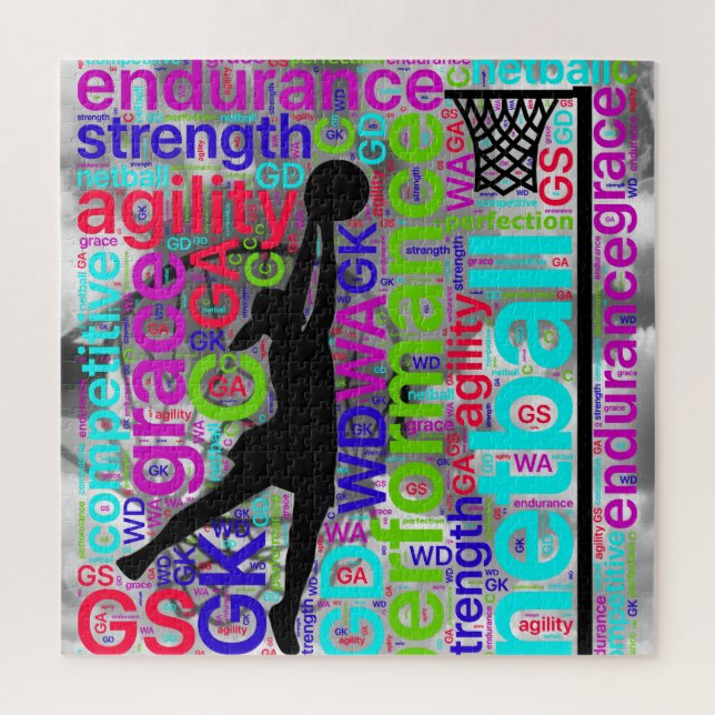 Netball-Player-Positionen für inspirierende Wörter (Vertikal)