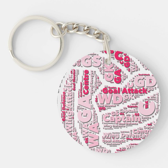 Netball-Positions-Typografie-Ball-Entwurf Schlüsselanhänger (Vorderseite)