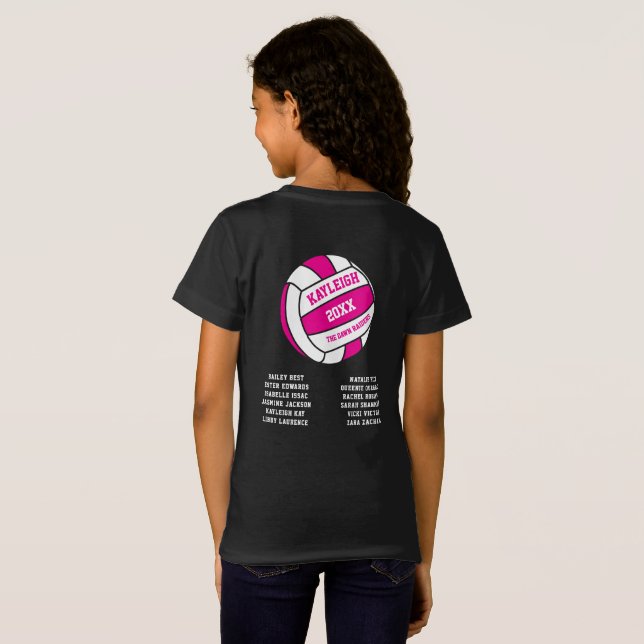 Netball-Rosa-Strichname T-Shirt (Schwarz voll)
