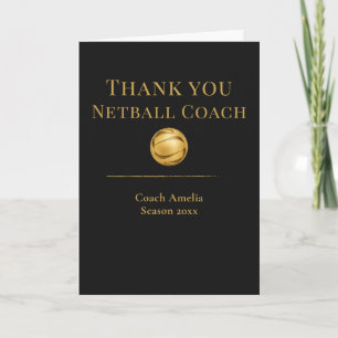 Netball-Trainer Elegant Schwarz Gold Team Würdigun Dankeskarte