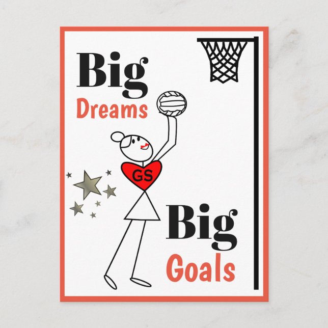 Netball-Zitat für Träume und Ziele Postkarte (Vorderseite)