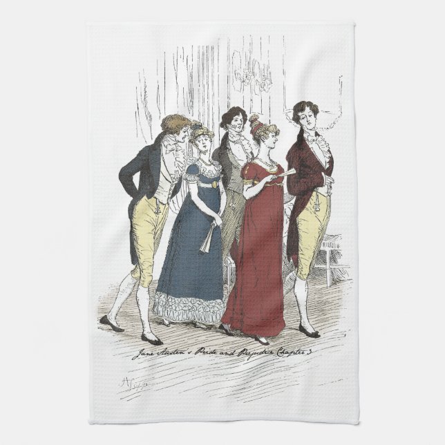 Netherfield Party Ankunft - Pride & Prejudice Geschirrtuch (Vertikal)