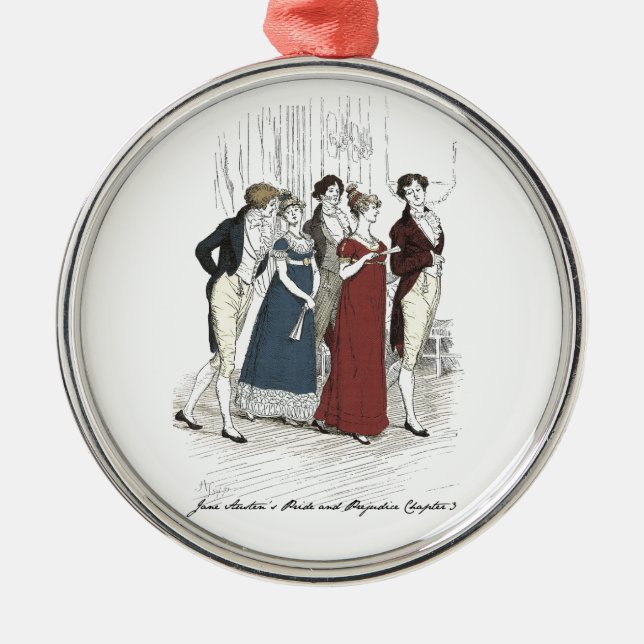 Netherfield Party Ankunft - Stolz und Vorurteile Silbernes Ornament (Vorne)