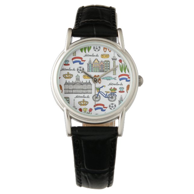 Netherland-Doodle-Muster Armbanduhr (Vorderseite)