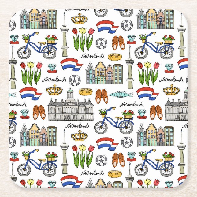 Netherland-Doodle-Muster Rechteckiger Pappuntersetzer (Vorderseite)