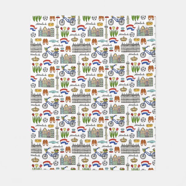 Netherland Gekritzel-Muster Fleecedecke (Vorderseite)