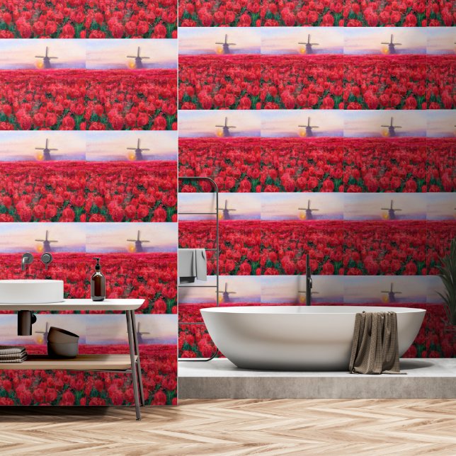 Netherland Tulips Field Tapete (Badezimmer)