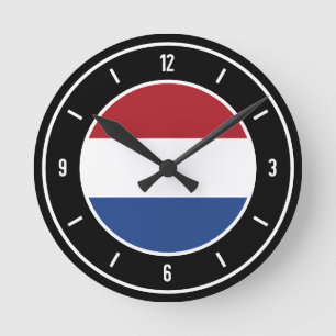 Netherlands Flag Elegant Runde Wanduhr