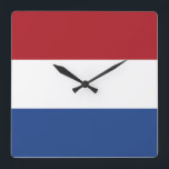 Netherlands Flag Quadratische Wanduhr<br><div class="desc">Netherlands Flag</div>
