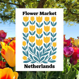 Netherlands Holland Flower Market Yellow Tulip Postkarte