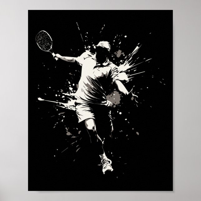 Netll Court Game Paint Splash Dminton Player Boy Poster (Vorne)