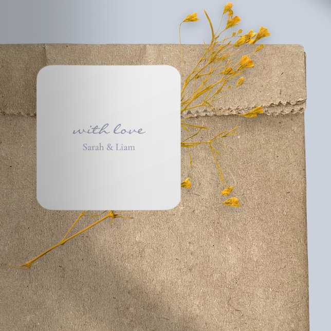 Netral Chic mit Liebe Geschenk Gefallen Hochzeitsa Quadratischer Aufkleber (Von Creator hochgeladen)