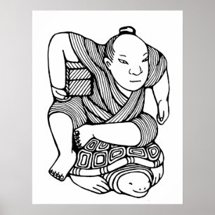 Netsuke Original zeichnend Poster