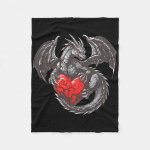 Nett Drache mit großen roten Herz Outfit Fleecedecke
