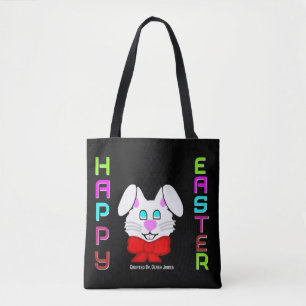 Nett glücklicher Osterhase ganz vorbei - drucken Tasche