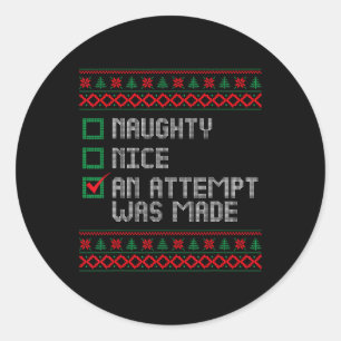 Nett, naughty ein Versuch wurde Weihnachten Männer Runder Aufkleber