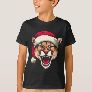 Nett Puma mit Weihnachtsmannmütze für Weihnachtska T-Shirt