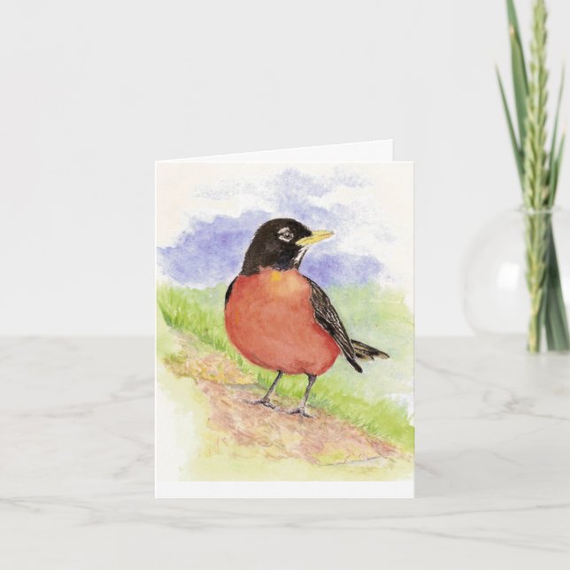 Nette Amerikaner-Robin-Aquarell-Bibel-Schrift Karte (Vorderseite)