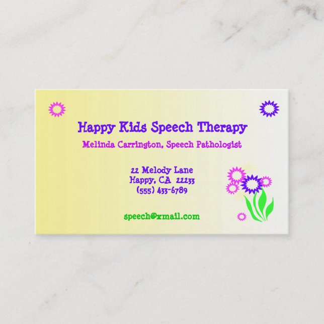 Nette Blumen-Sprache-Therapie-Geschäfts-Karte Visitenkarte (Vorderseite)