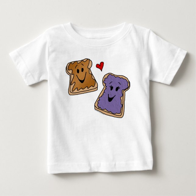 Nette Erdnussbutter-und Gelee-Cartoon-Freunde Baby T-shirt (Vorderseite)