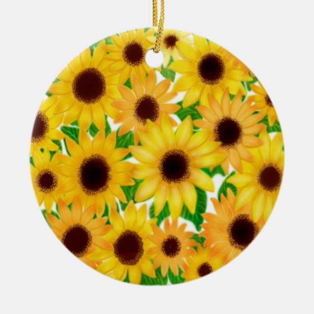 Nette europäische Sonnenblume-Verzierung Keramikornament (Vorne)