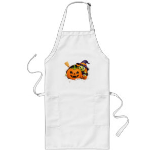 Nette Hexe und Jack-o'-Lantern-Tonfigur Lange Schürze