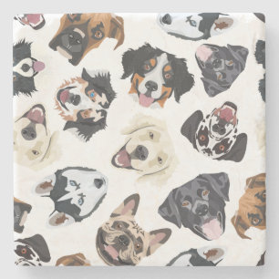 Nette Illustration mit Hunden Steinuntersetzer