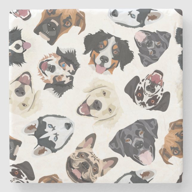 Nette Illustration mit Hunden Steinuntersetzer (Vorderseite)