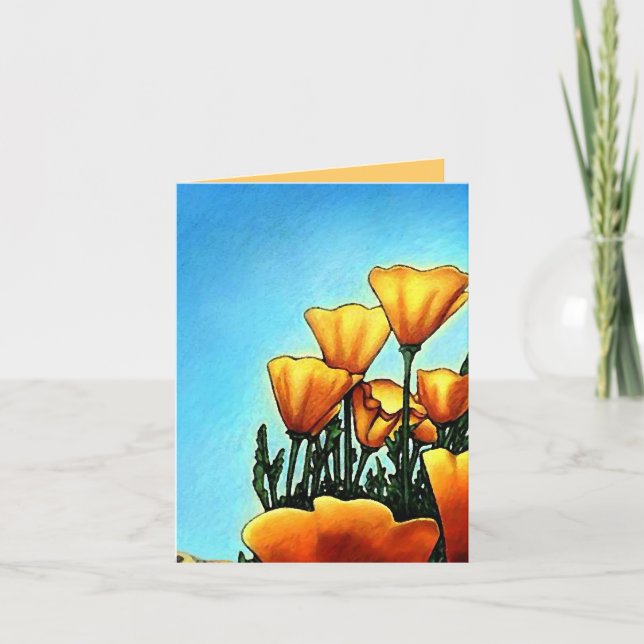Nette orange Mohnblumen-Blumen DANKEN IHNEN zu Dankeskarte (Vorderseite)