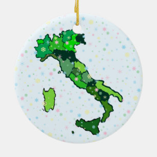 Nette Pastellschneeflocken und Karte von Italien Keramik Ornament