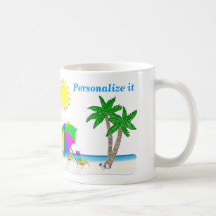 Nette Strand-Thema-Tassen-personalisierte Kaffeetasse