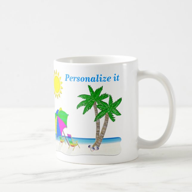 Nette Strand-Thema-Tassen-personalisierte Kaffeetasse (Rechts)