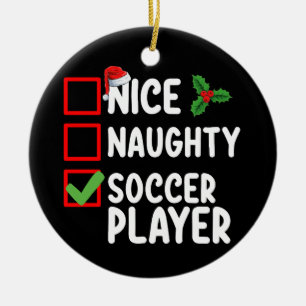 Netter Böser Fußballspieler Weihnachtsurlaub Keramik Ornament