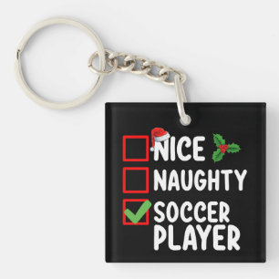 Netter Böser Fußballspieler Weihnachtsurlaub Schlüsselanhänger