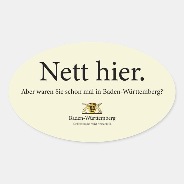 Netter hier ovaler aufkleber (Vorderseite)