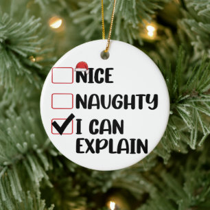 Netter Naughty, den Weihnachtsmann erklären kann Keramik Ornament