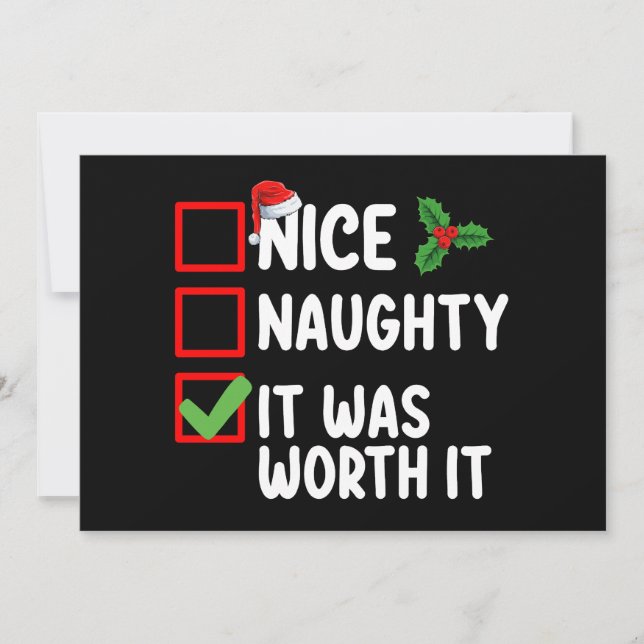 Netter Naughty, es lohnt sich Weihnachten Einladung (Vorderseite)