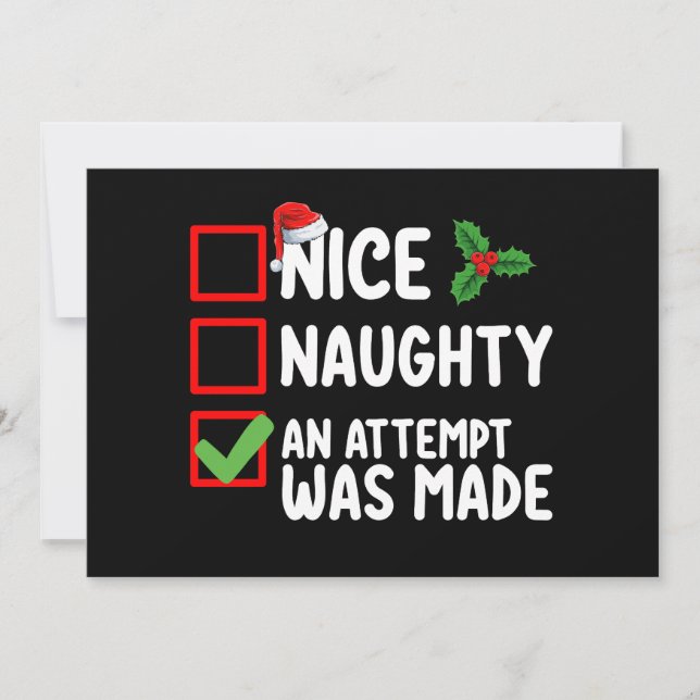 Netter Naughty wurde ein Versuch gemacht Weihnacht Einladung (Vorderseite)