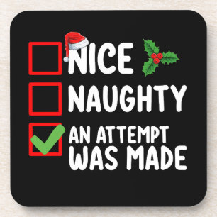 Netter Naughty wurde ein Versuch gemacht Weihnacht Getränkeuntersetzer