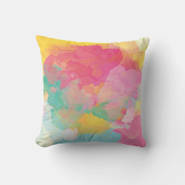 Netter PastellWatercolorabstraktes Throw-Kissen Kissen (Vorderseite)