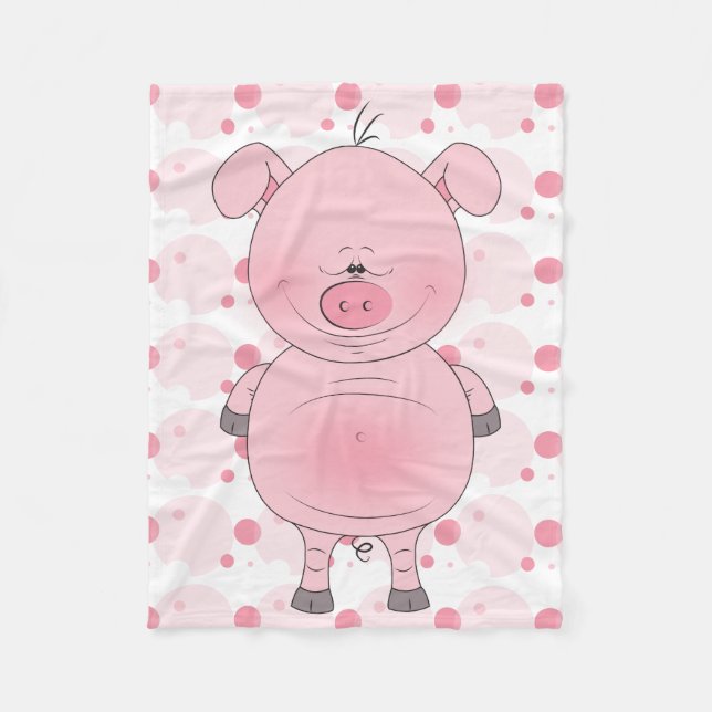 Netter rosa Schwein-Cartoon Fleecedecke (Vorderseite)
