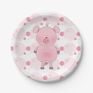 Netter rosa Schwein-Cartoon Pappteller
